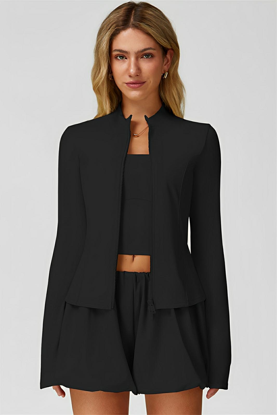 Amelia Double - Zip Flared Jacket - ProvaFit